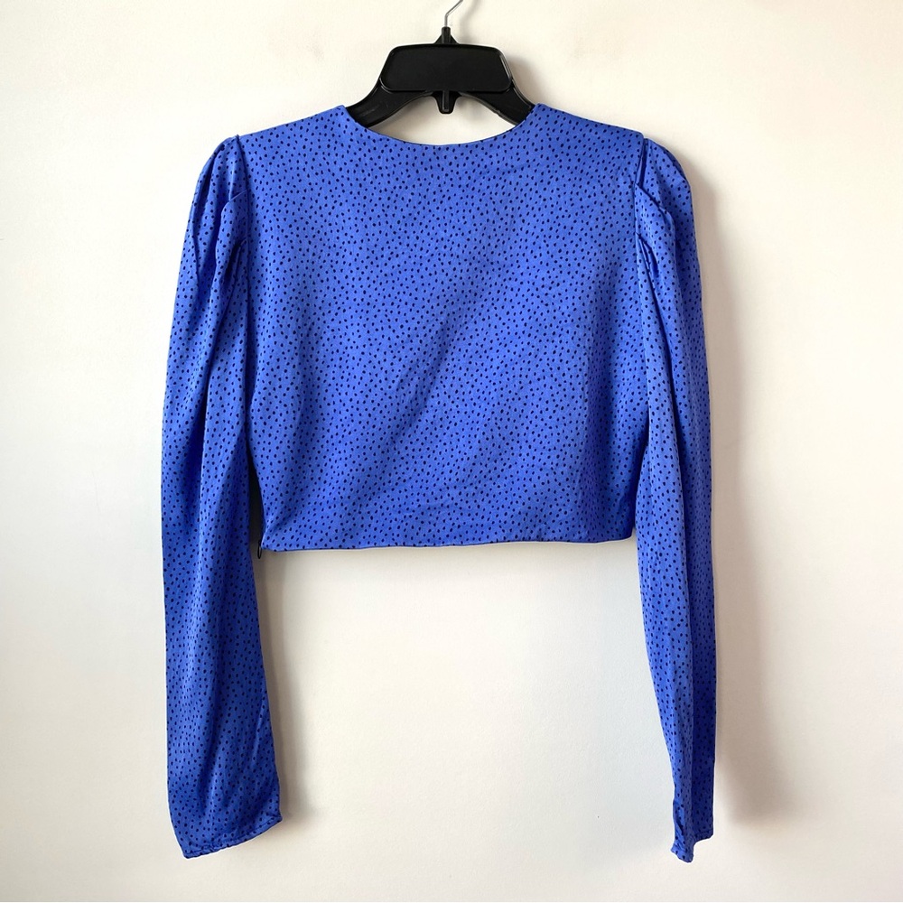 Zara Sweetheart Neck Crop Top Blue M - Picture 8 of 10